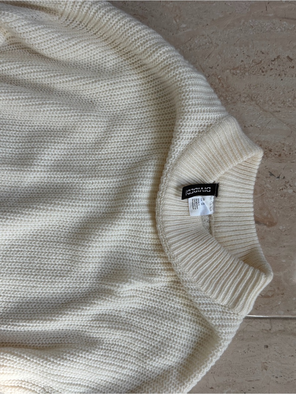 Divided Cream Ribbed Crew Sweater
